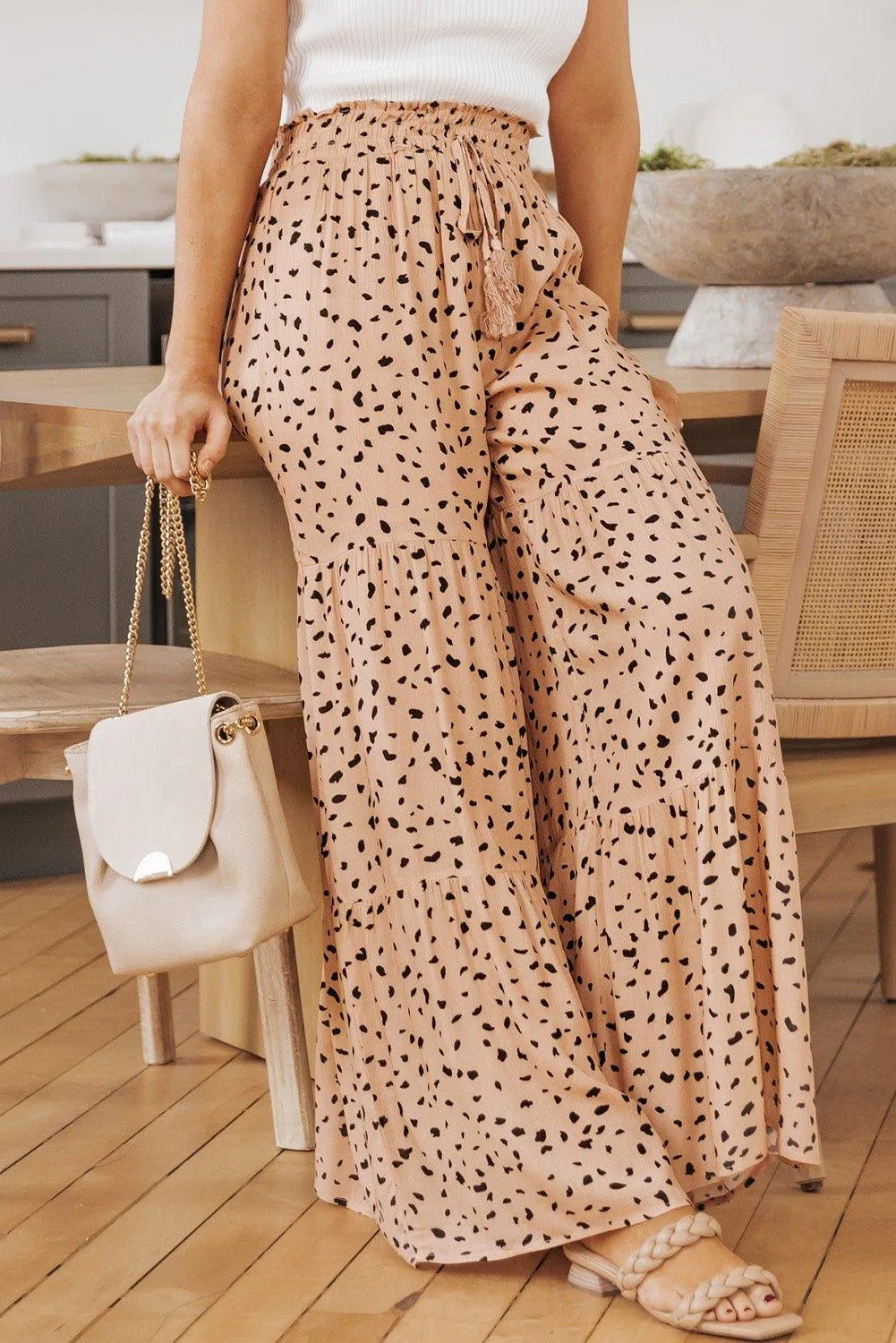 Wide Leg Leopard Peach