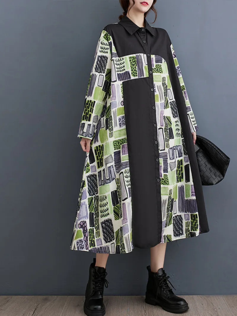 Women's Comfortable  Mid-Length Printed A-line Dress