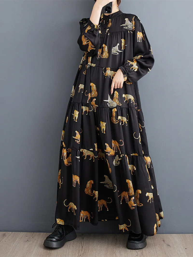 Women's Fashionable Loose Tiger Printed A-Line Dress