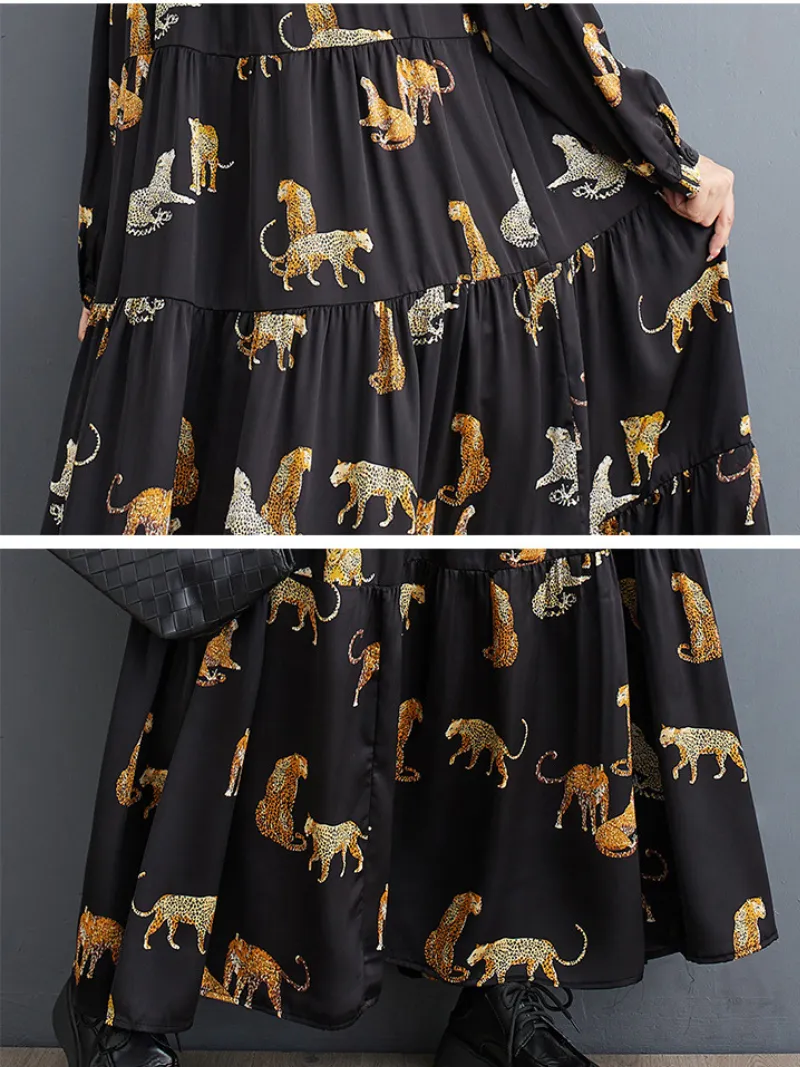 Women's Fashionable Loose Tiger Printed A-Line Dress