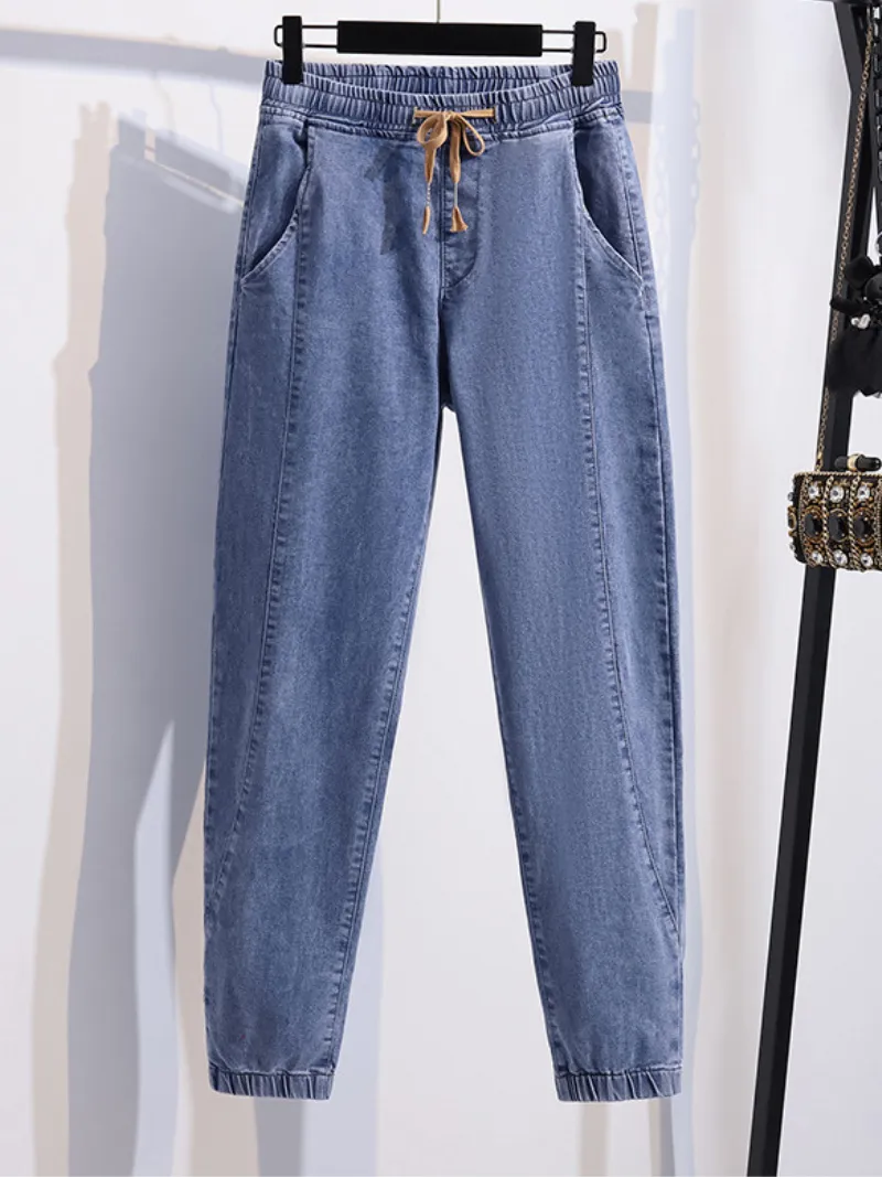 women's summer denim high waist loose trousers pants