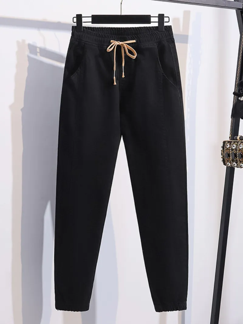 women's summer denim high waist loose trousers pants