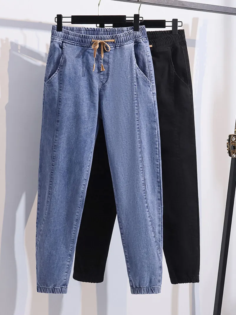 women's summer denim high waist loose trousers pants