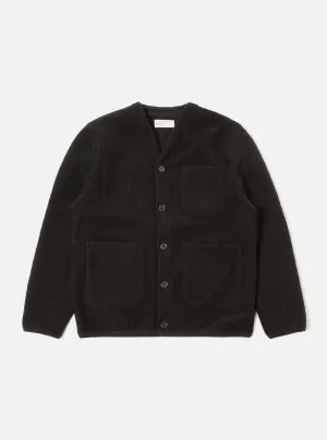 Wool Fleece Cardigan | Black