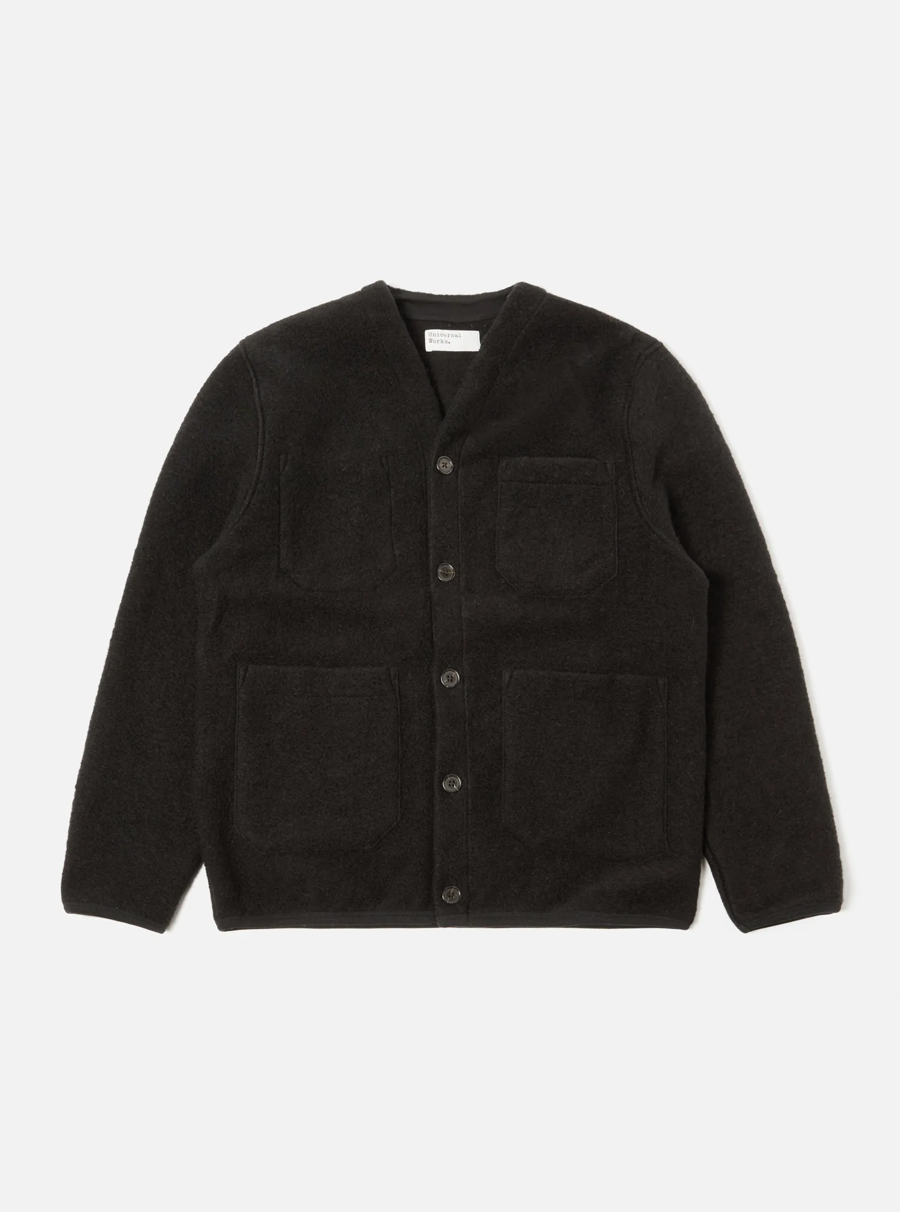 Wool Fleece Cardigan | Black