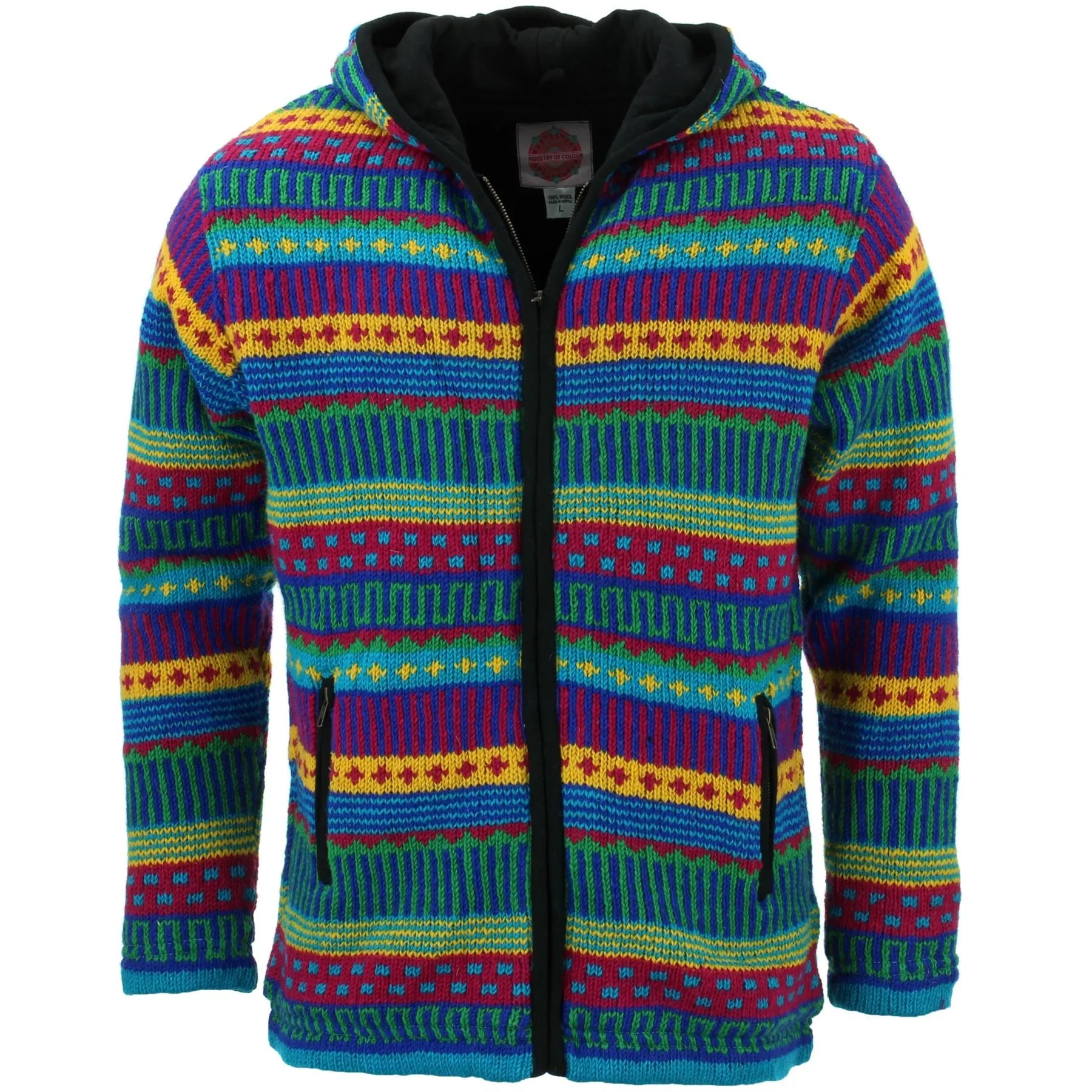 Wool Knit Hooded Cardigan Jacket - Carnival