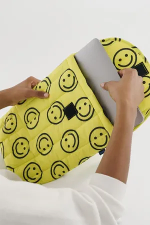 Yellow Happy Puffy Laptop Sleeve